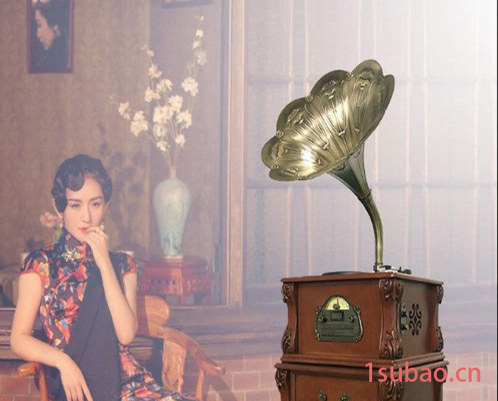 家樂聲 复古留声机收音机黑胶唱片电唱机实木蓝牙音箱铜喇叭配件图3