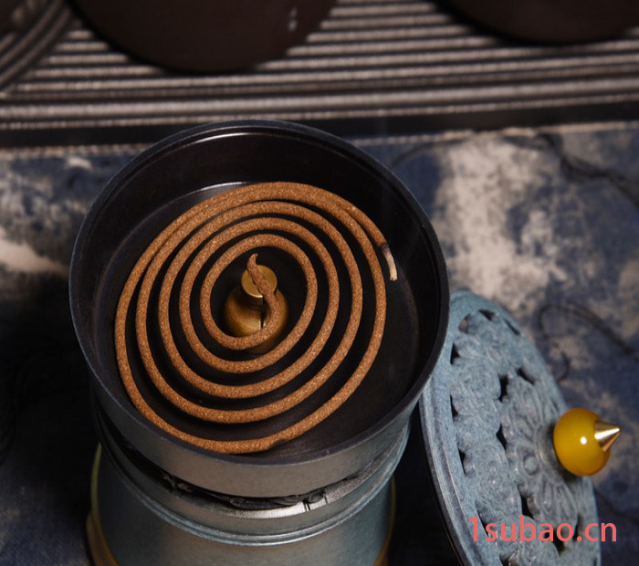 弘匠 檀香炉纯铜熏香炉茶道炉禅意家用音乐盒音响迷你古典居家室内摆件蓝牙音箱音乐机香薰盘香炉家居茶道炉 浅蓝色图3