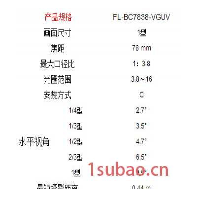 日本原装进口RICOH理光品牌红外线工业镜头78mm工业相机镜头FL-BC7838-VGUV