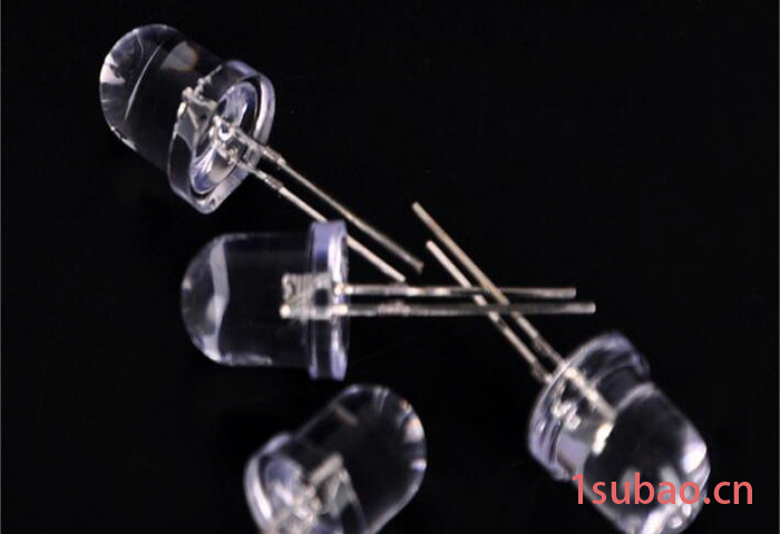 8mm纯金线圆头有边短脚白发蓝led灯珠 f8蓝光直插二极管交通灯图2
