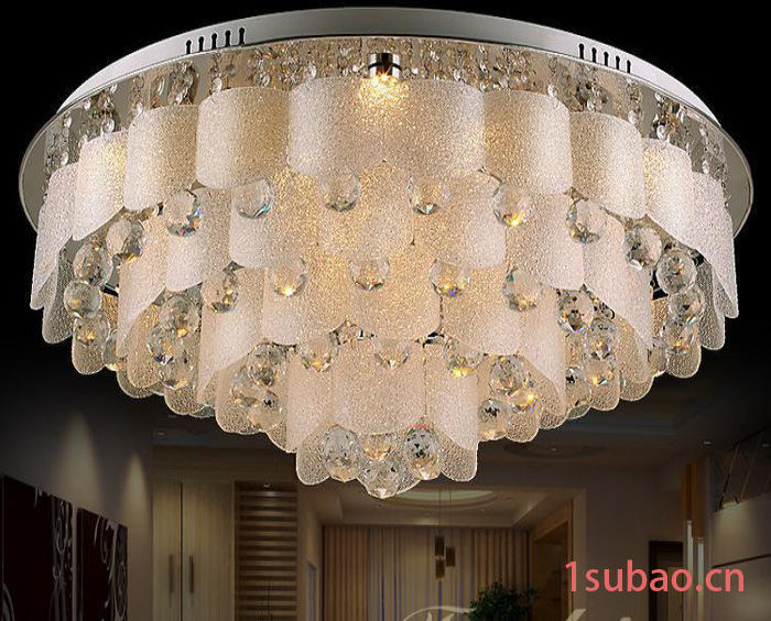 现代简约LED水晶灯圆形个性时尚客厅灯饰温馨卧室餐厅LED吸顶灯具