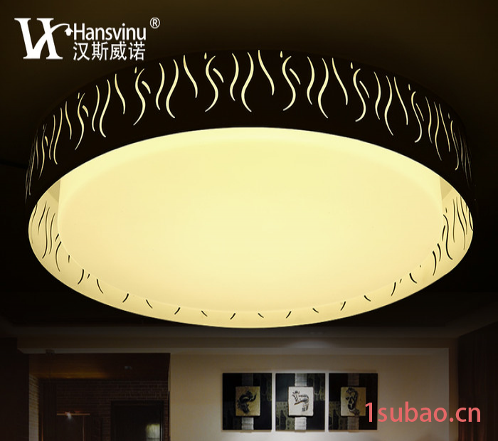 汉斯威诺现代简约吸顶灯LED客厅卧室灯圆形镂空书房灯具时尚灯