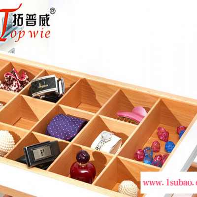 內側裝框架式飾品收納格子 衣柜自動伸縮木質收納盒TPW-1406