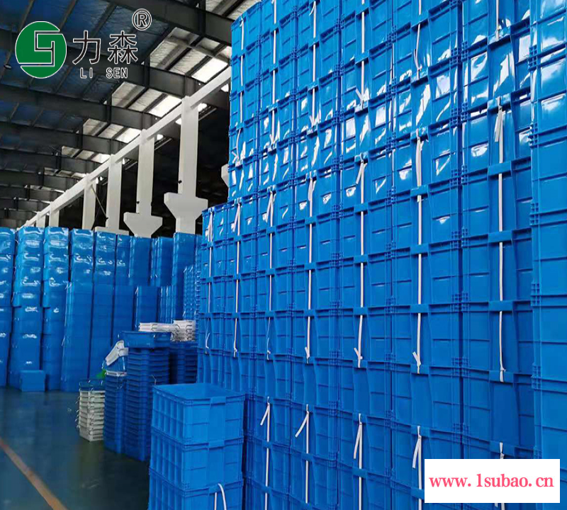 HDPE材质蓝色周转箱筐塑料箱储物筐餐具收纳箱工业物流箱面包箱汽配箱图2