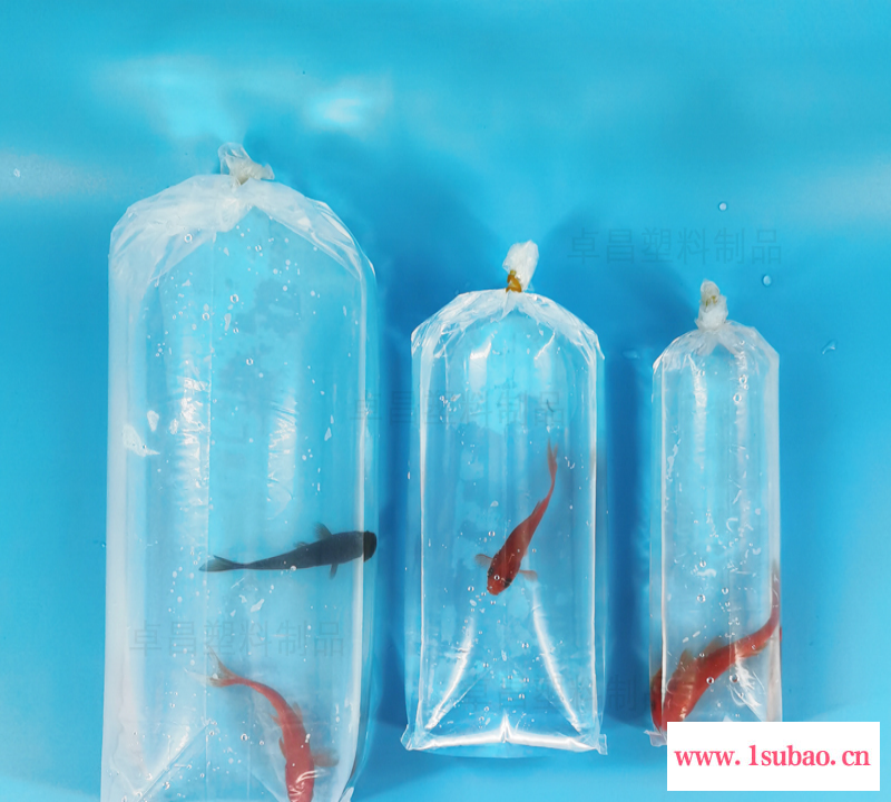 现货加厚观赏鱼方底鱼袋水族打包袋四角塑料袋氧气袋装鱼的袋子运图2