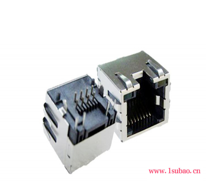 供应专业制造rj45连接器超薄款带屏蔽带LED 印刷板连接器母座