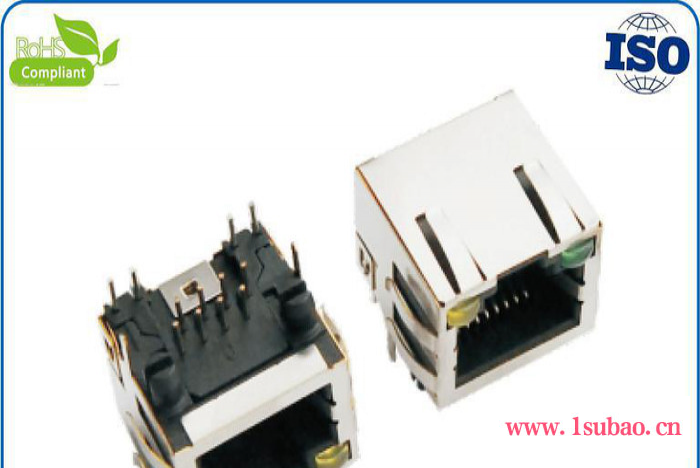 订制**平板电脑RJ45连接器插座 带屏蔽带LED DIP90度插板式 平板电脑连接器