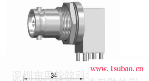 BNC母90度PCB板，50欧姆四脚带螺母