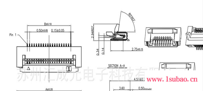 苏州汇成元电子供现货 康龙57455AA15x1BxNN 0.5mm间距FPC系列 柔性线路板