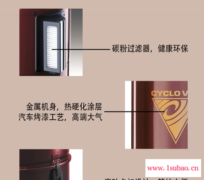 外接式Cyclo VacGS125非无线中央吸尘器家用大吸力强力手持式大功率运行安静除尘系统加拿大原装进口储物室杂物间