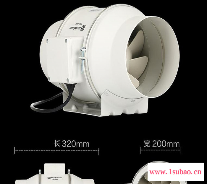 鸿冠智能延时圆形管道风机无线三档家用风机静音换气扇强力排气扇图2