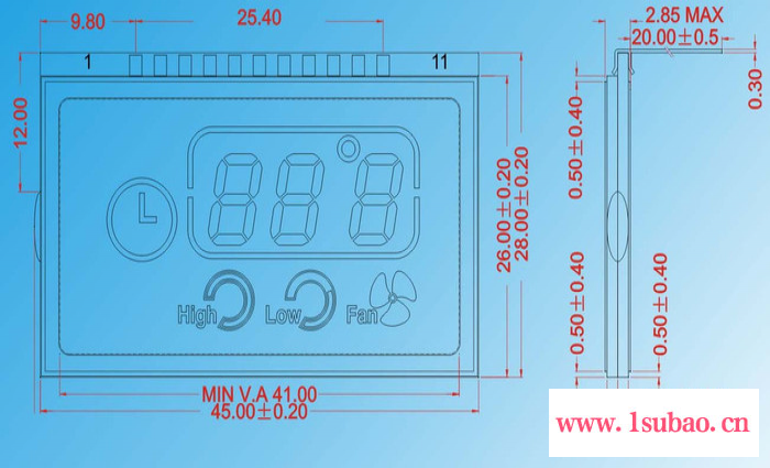 液晶屏厂家   LCD液晶屏定制  VA段码 温控器显示屏