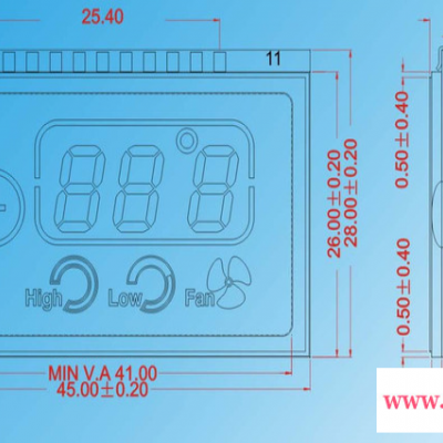 液晶屏厂家   LCD液晶屏定制  VA段码 温控器显示屏
