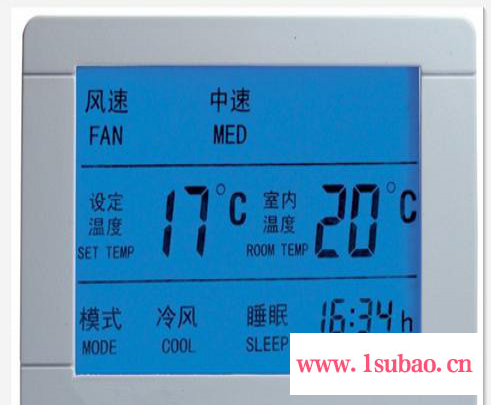 波浪键式控制面板，大屏蓝背光801F中央空调温控器