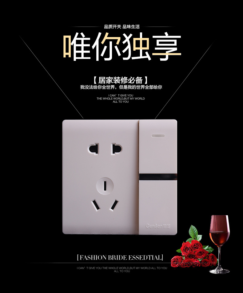 一开五孔单控开关插座
