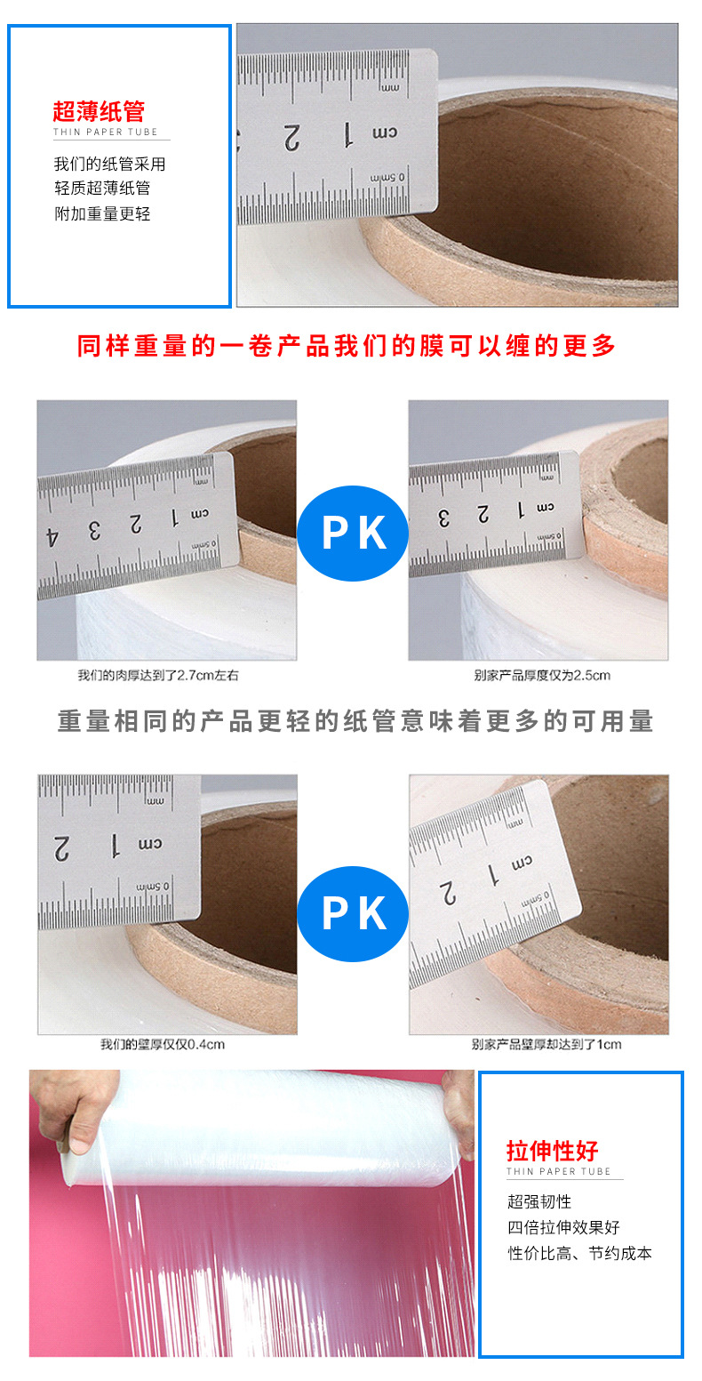 嘉定缠绕膜工业包装薄膜 PE缠绕保护膜 透明托盘拉伸包装塑料膜示例图7
