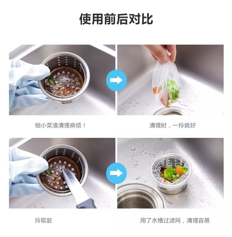 一次性水槽過濾網50只／裝廚房洗碗池提籃下水道排水口防堵水切示例圖1