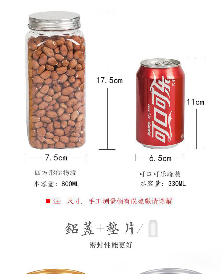 蜂蜜瓶子1000克塑料铝盖方形包装罐子PET食品宠物饲料包装塑料罐示例图6