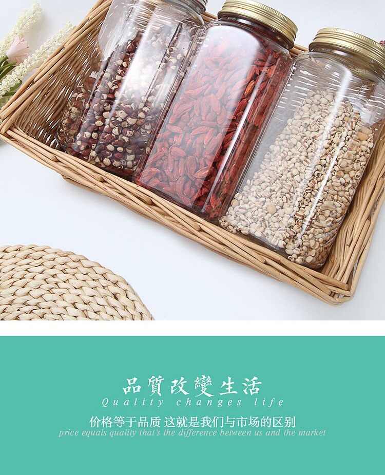 蜂蜜瓶子1000克塑料铝盖方形包装罐子PET食品宠物饲料包装塑料罐示例图12