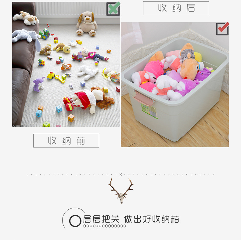 厂家直销 120L大号收纳箱玩具棉被整理箱子塑料衣服储物盒沃之沃示例图8