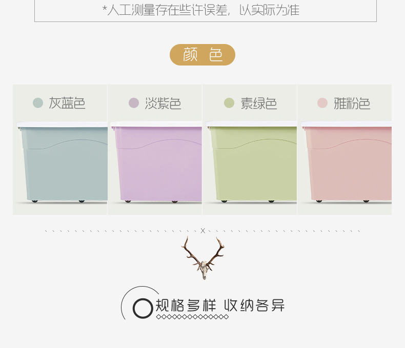 厂家直销 120L大号收纳箱玩具棉被整理箱子塑料衣服储物盒沃之沃示例图3