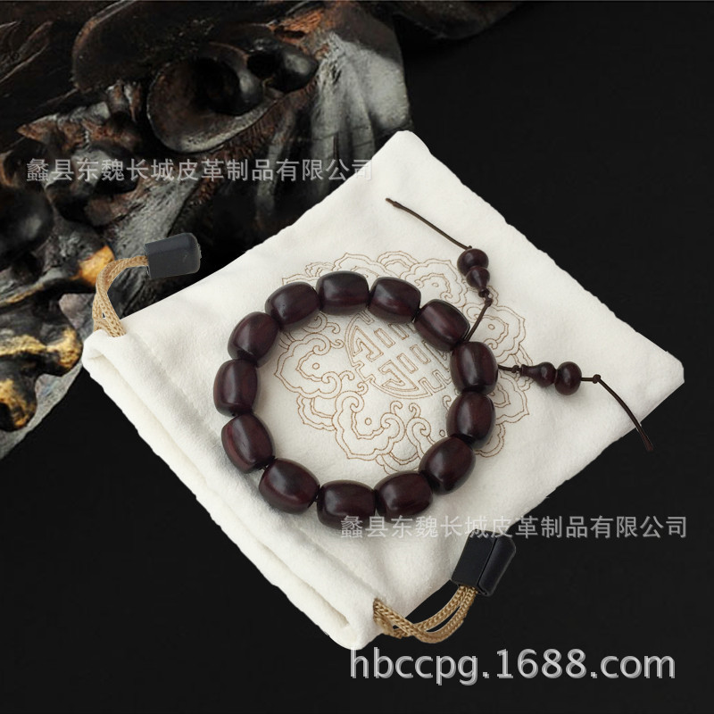 佛珠真皮优质鹿皮包 印花 玉器核桃梳子袋批发厂家天然麂皮文玩袋示例图3