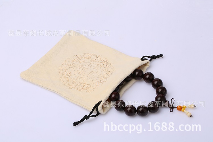 佛珠真皮优质鹿皮包 印花 玉器核桃梳子袋批发厂家天然麂皮文玩袋示例图6