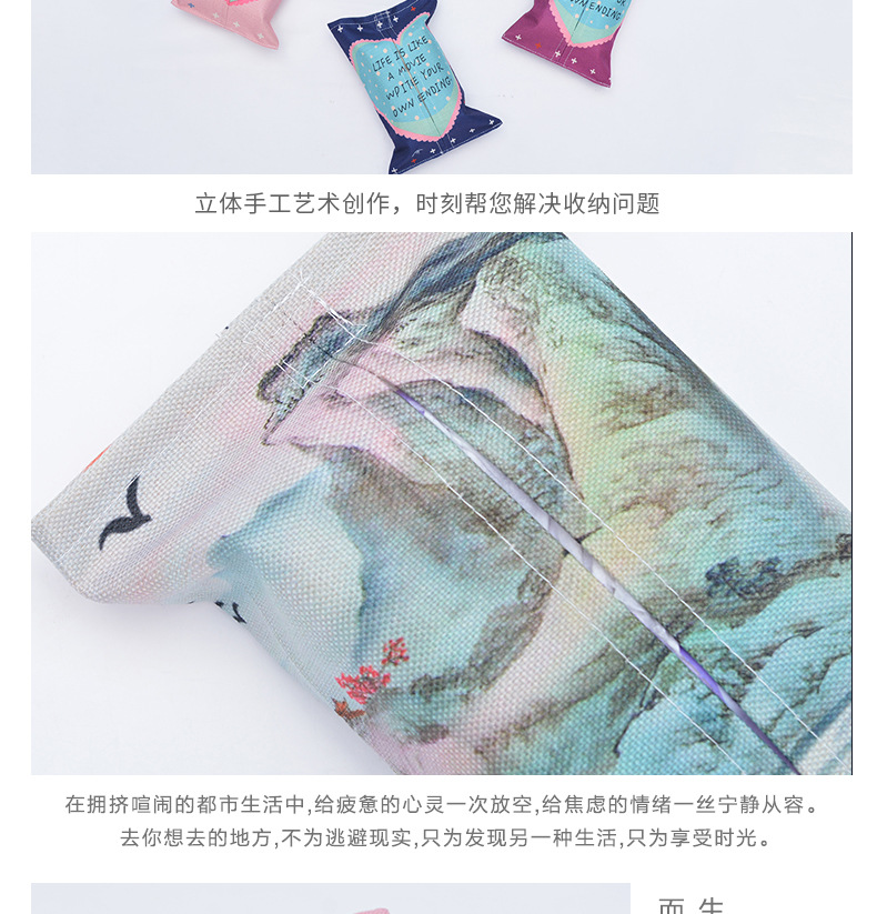 创意棉麻纸巾盒 布艺抽纸盒抽纸巾袋 车载家居纸巾套 可定制示例图8