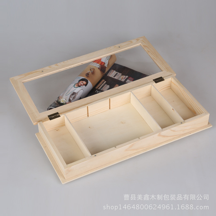 日式透明化妝盒 創(chuàng)意家居用品化妝品展示盒 桌面多功能收納盒木制示例圖9
