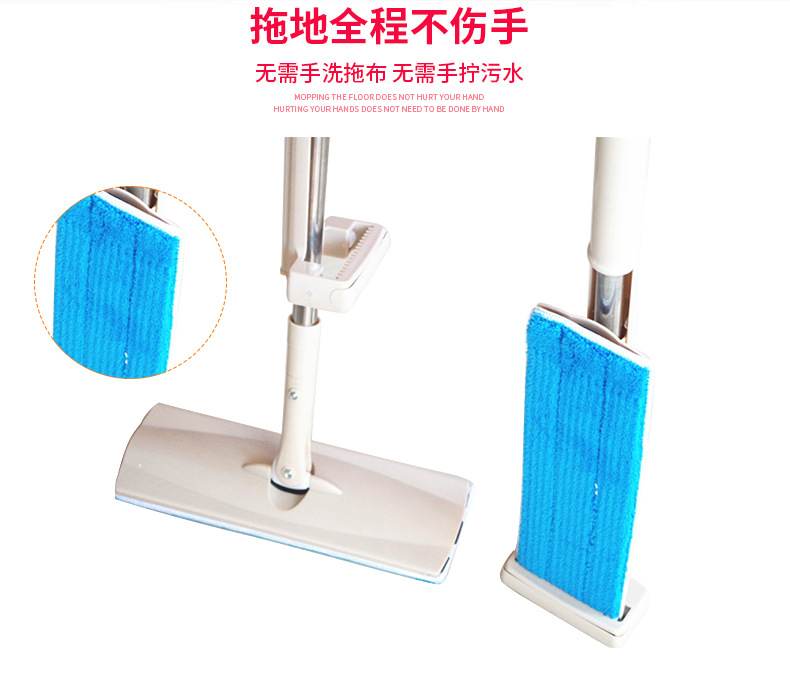 双面平板拖把 家用免手洗懒人吸水清洁大拖布 多功能地板拖把批发示例图6