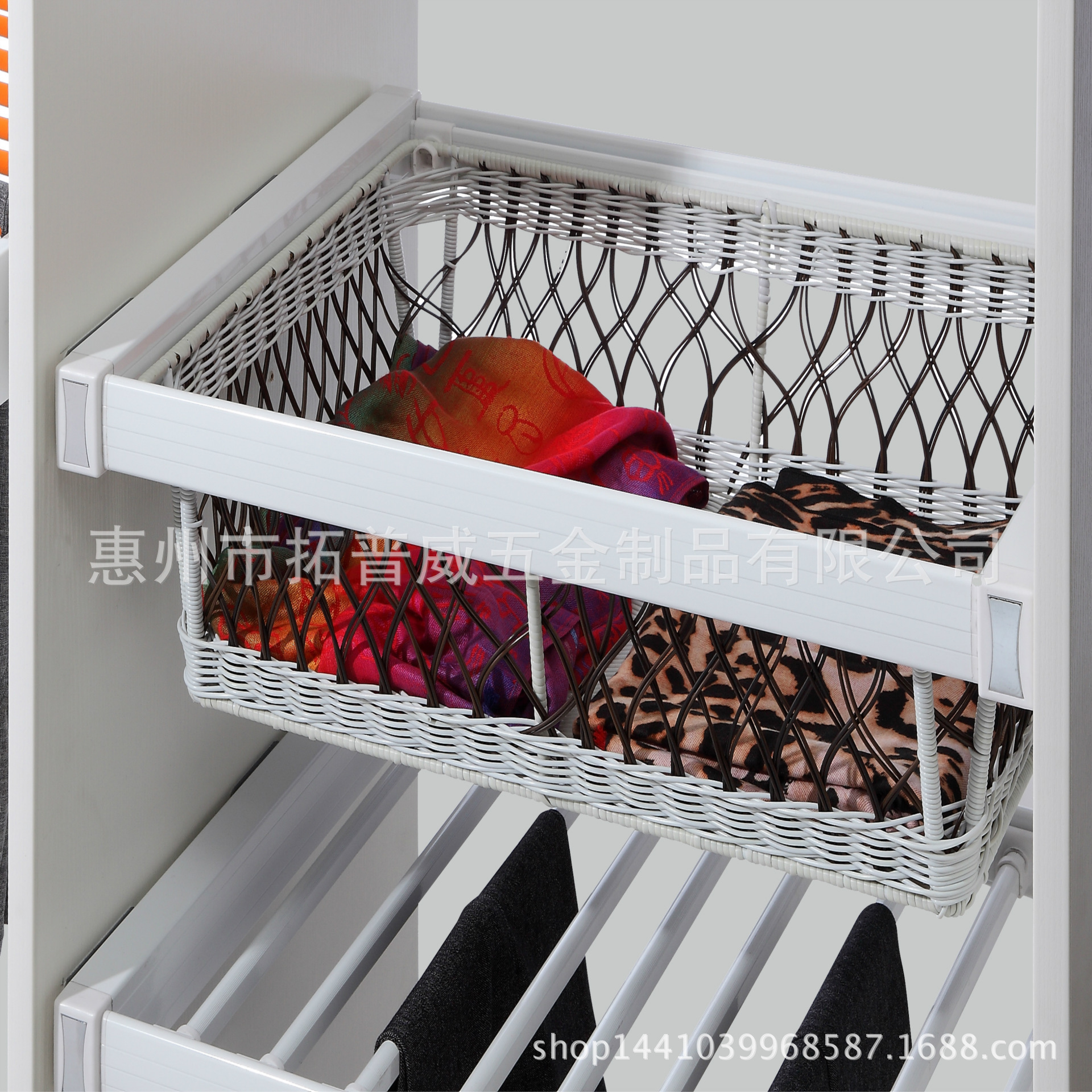 內側裝框架式飾品收納格子 衣柜自動伸縮木質收納盒TPW-1406示例圖11