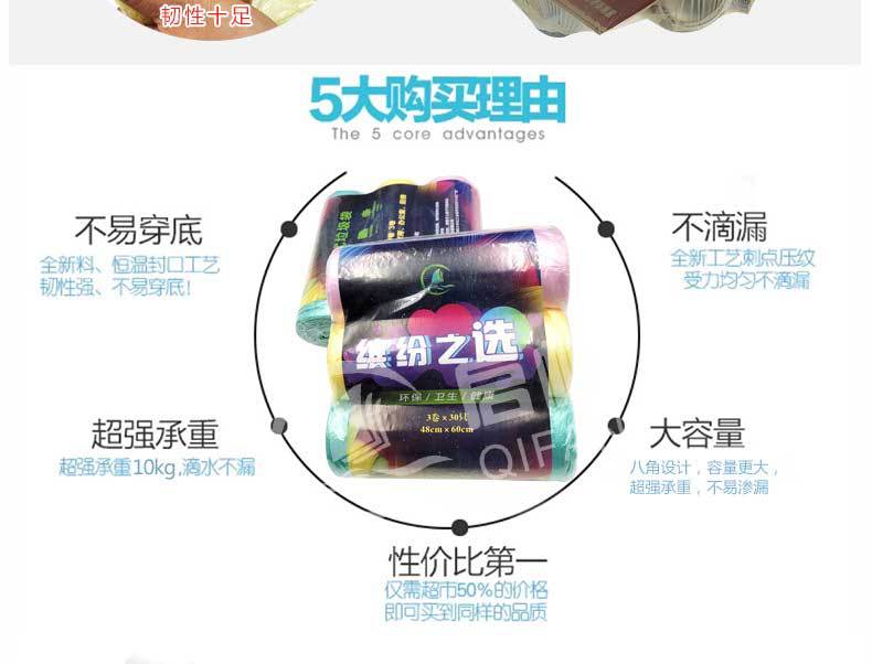 垃圾袋无味无毒背心手提点断式家用彩色大号加厚塑料袋厂家批发示例图9