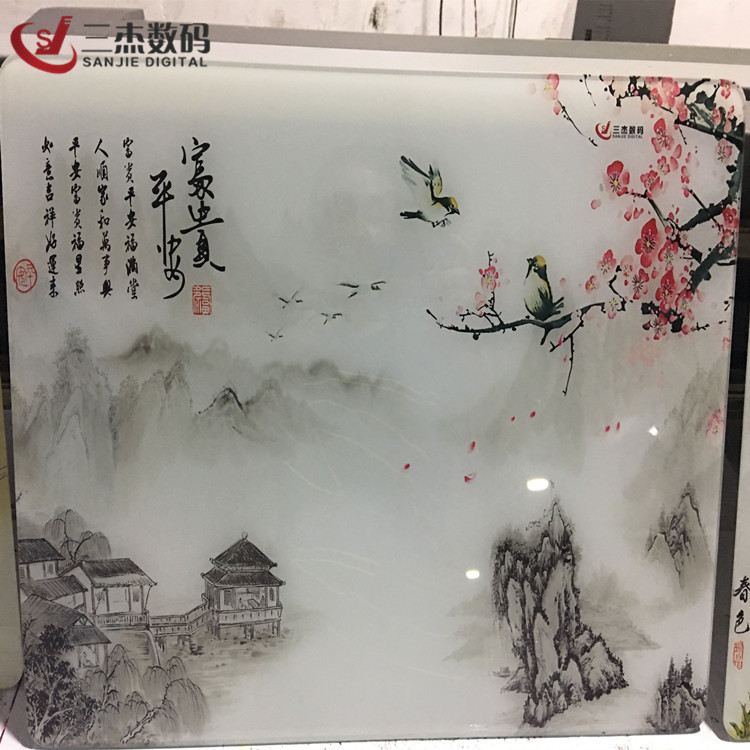 玻璃桌面UV浮雕彩绘机艺术玻璃3d喷绘机佛山玻璃大理石纹路印刷机示例图4