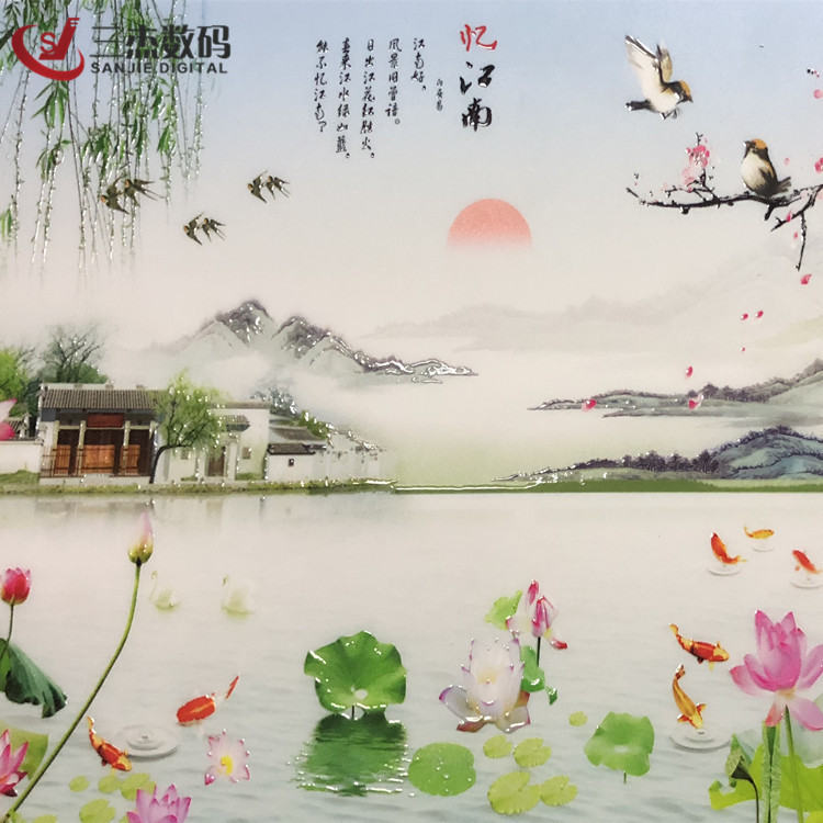 玻璃桌面UV浮雕彩绘机艺术玻璃3d喷绘机佛山玻璃大理石纹路印刷机示例图14
