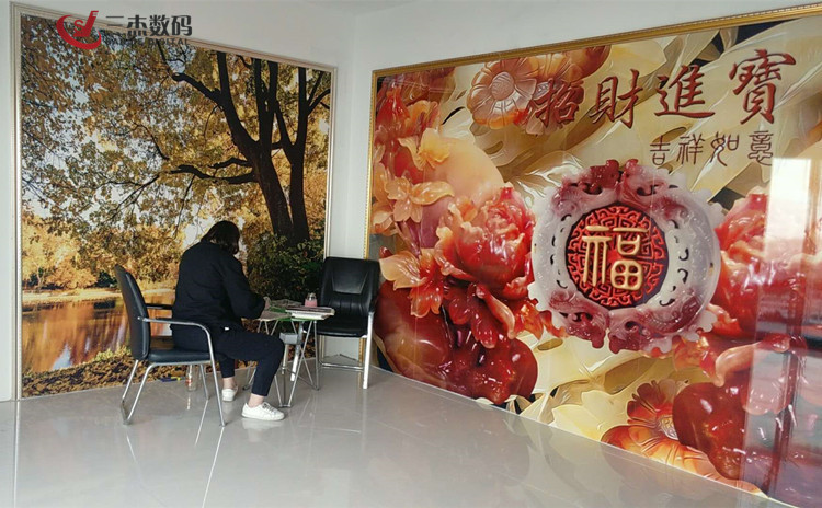 集成墙板UV平板彩绘机阜阳3D玻璃装饰画打印机彩妆面板UV喷绘机示例图3