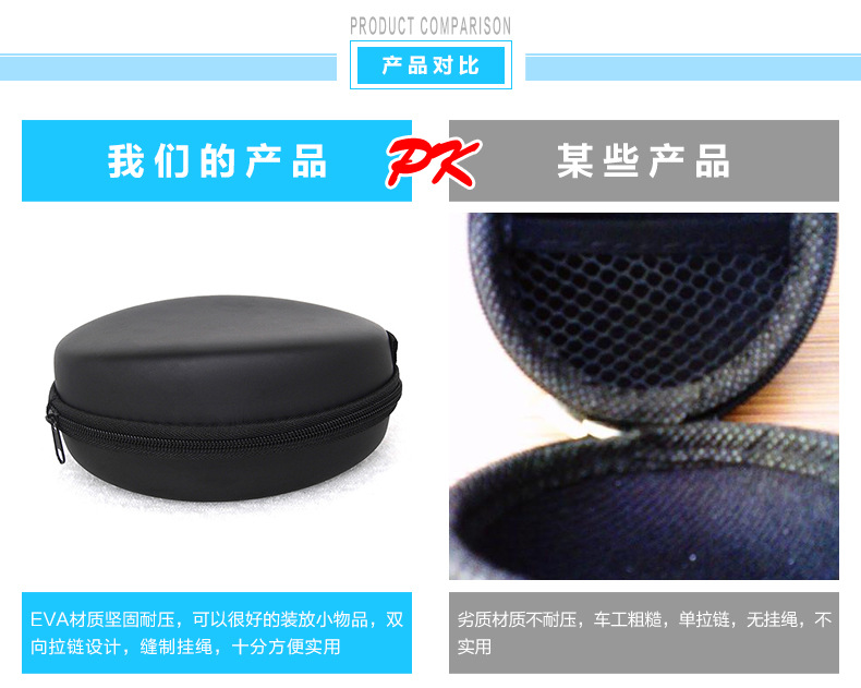 厂家生产大耳机包收纳盒 数码包装拉链收纳盒EVA耳机包装盒定做示例图11