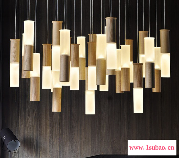 木大师-荧光棒 术创意吊灯餐厅客厅灯具现代简约LED实木灯饰