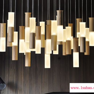 木大師-熒光棒 術創意吊燈餐廳客廳燈具現代簡約LED實木燈飾