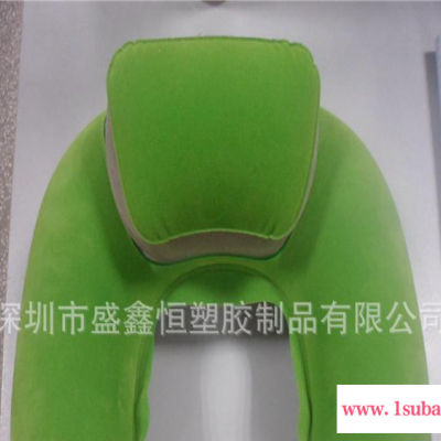 深圳定做植绒PVC充气枕 子母枕 u形充气枕头 创意汽车靠背