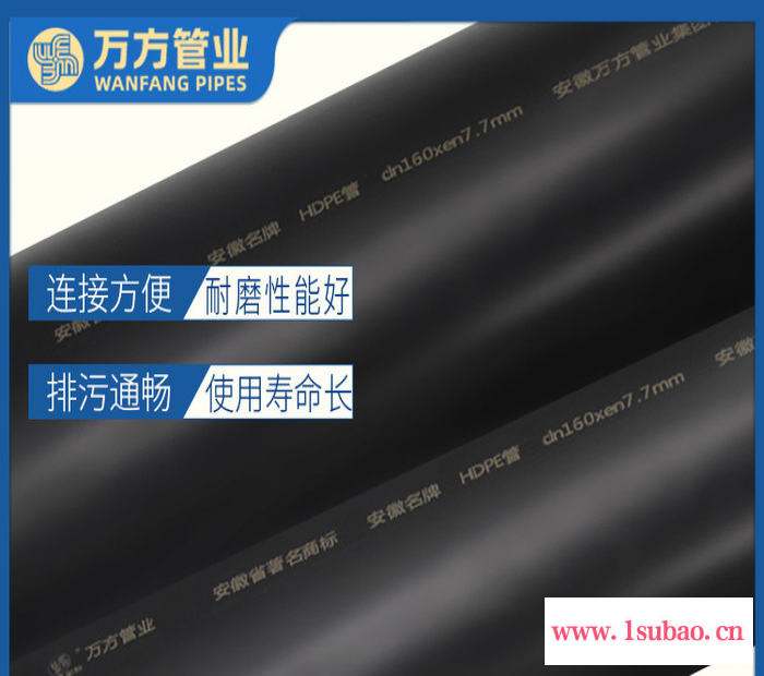 万方 hdpe塑料管排水管 波纹管厂 HDPE实壁排水管图2