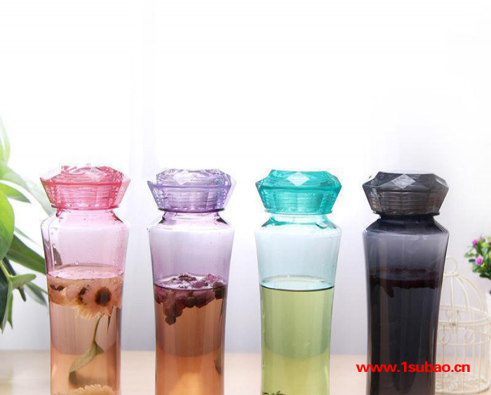 钻石塑料口杯PP防漏茶隔 太空杯（不含冷冻棒）便携 创意塑料水杯