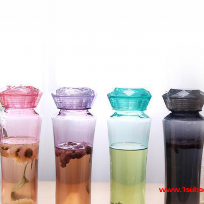 钻石塑料口杯PP防漏茶隔 太空杯（不含冷冻棒）便携 创意塑料水杯