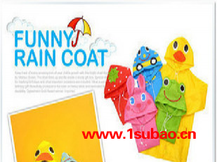 LINDA出口日本原单 卡通动物造型儿童雨衣 儿童雨披