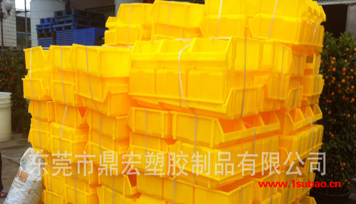 黄色塑料斜口零件盒 大号水产塑料盒 450*300*170P