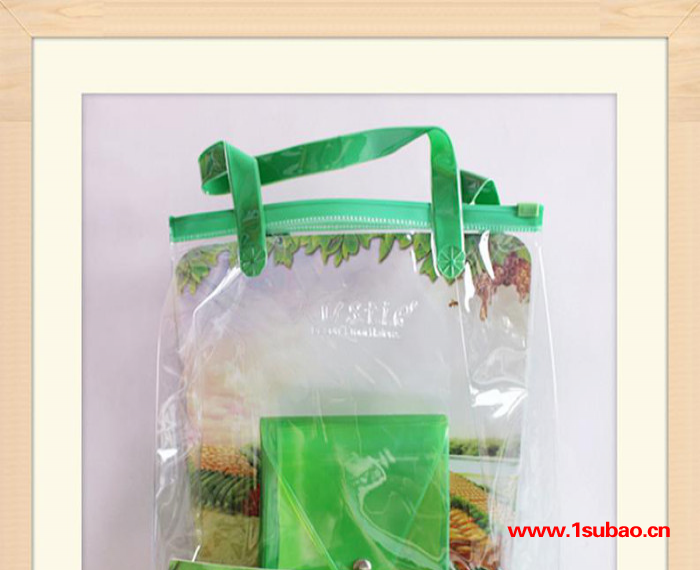 PVC透明塑料手提袋 化妆品手提包装袋 超市洗浴用品包装袋