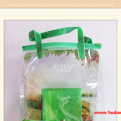PVC透明塑料手提袋 化妆品手提包装袋 超市洗浴用品包装袋