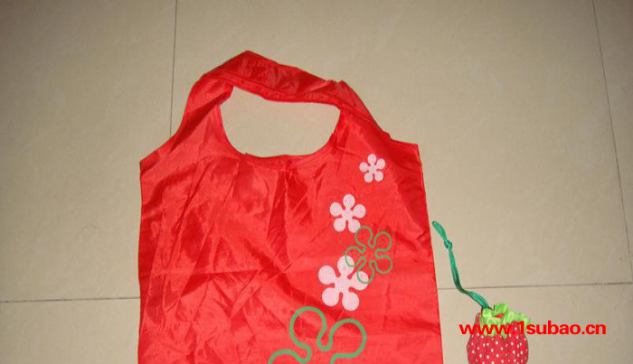 草莓折叠背心袋 涤纶折叠购物袋 造型购物袋环保袋定做