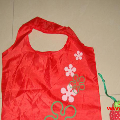 草莓折叠背心袋 涤纶折叠购物袋 造型购物袋环保袋定做