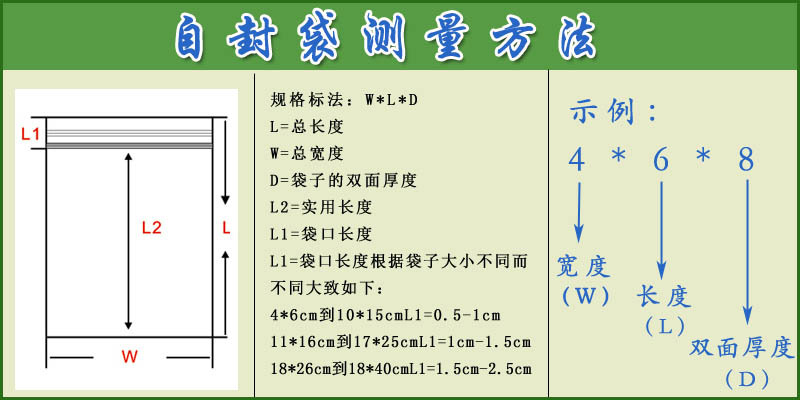 自封袋测量方法