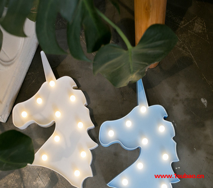 房间  台式 LED造型 小夜灯 ins 韩国热卖 独角兽头 4色灯 圣诞树